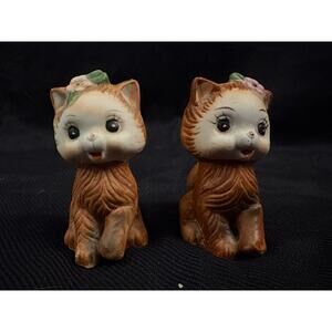 Vintage Kitty Cat Kitten Salt & Pepper Shakers Made in Korea Cottagecore Fairy